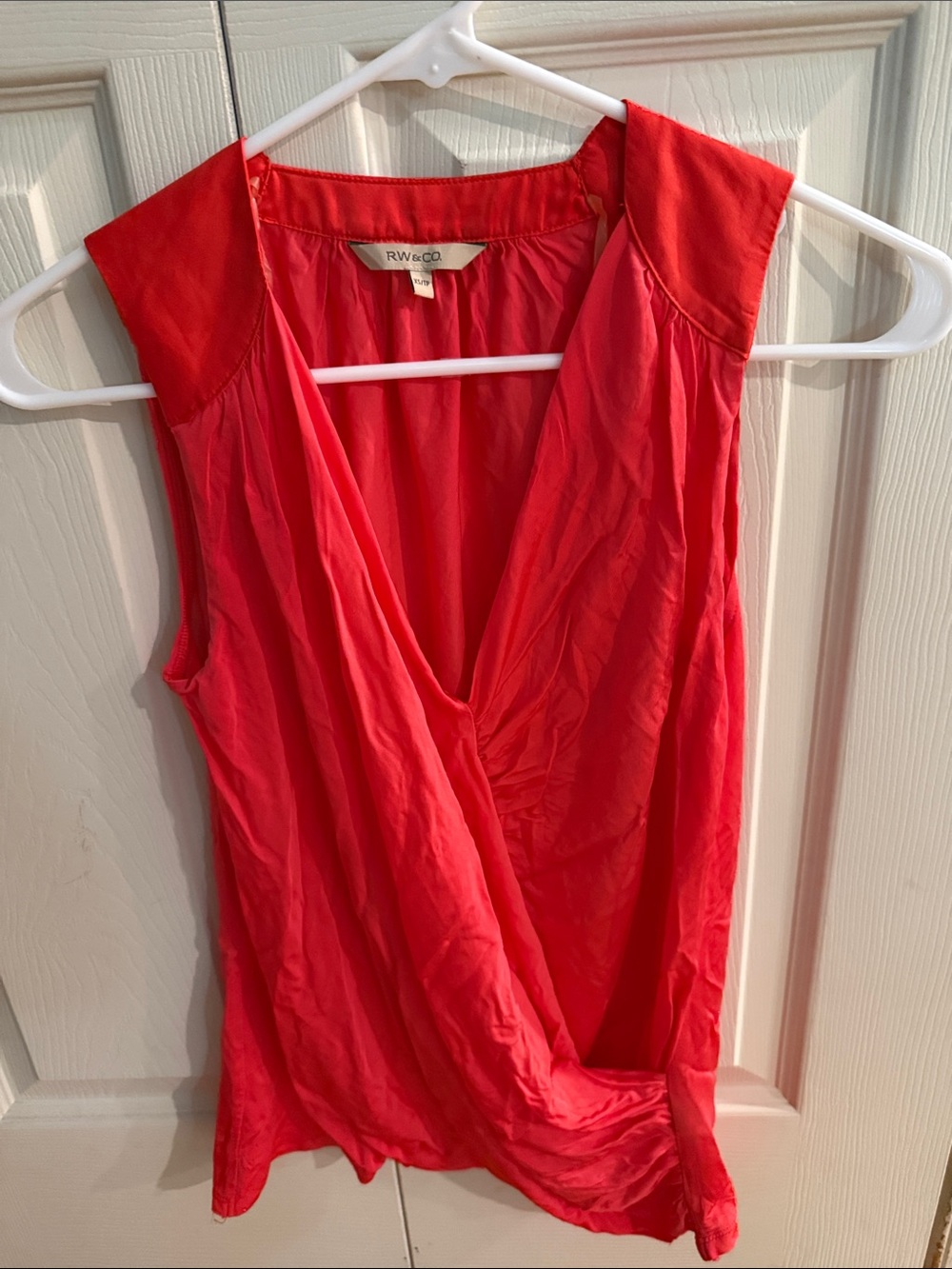 RW&CO. Women's Coral Red Sleeveless Surplice Camisole Size XS